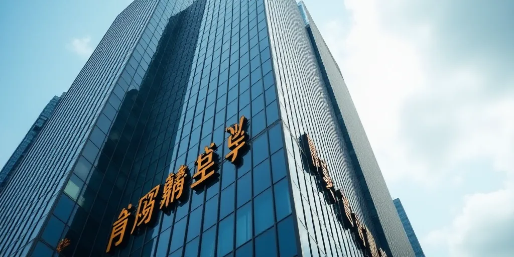 a tall building with a sign on the side of it that says, the company is in the city, Cao Zhibai, sha