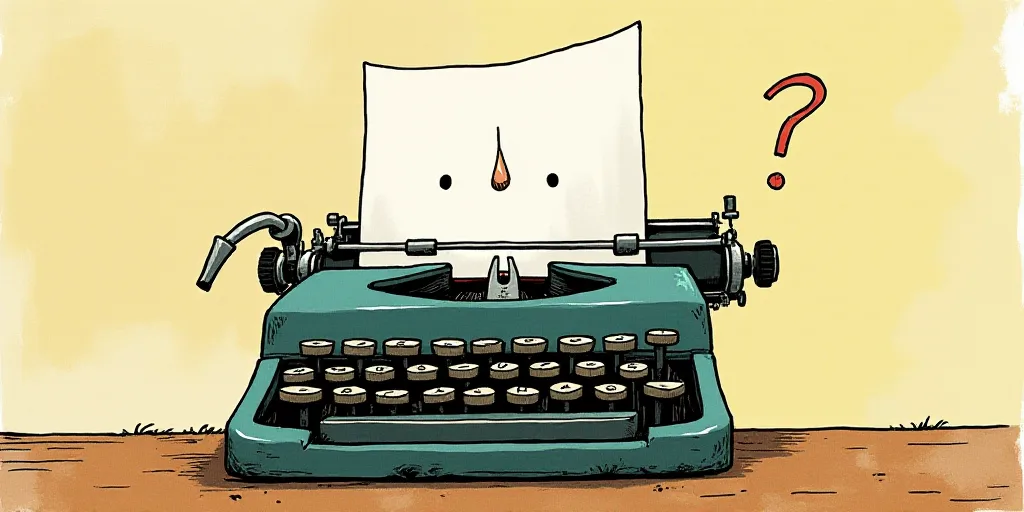 a typewriter with a face drawn on it and a caption for the words opinion and a question, Edward Otho