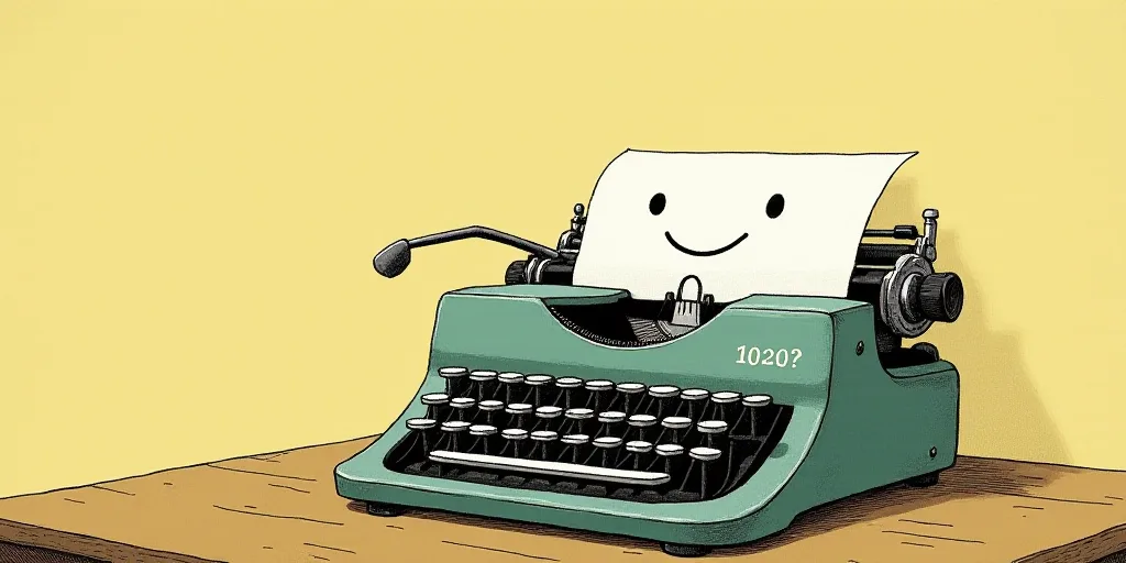 a typewriter with a face drawn on it and a caption for the words opinion and a question, Edward Otho