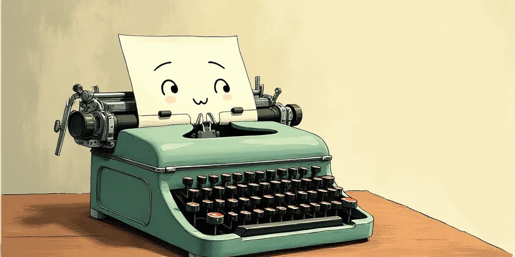 a typewriter with a face drawn on it and a caption for the words opinion and a question, Edward Otho