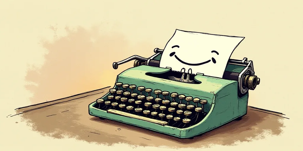 a typewriter with a face drawn on it and a caption for the words opinion and a question, Edward Otho