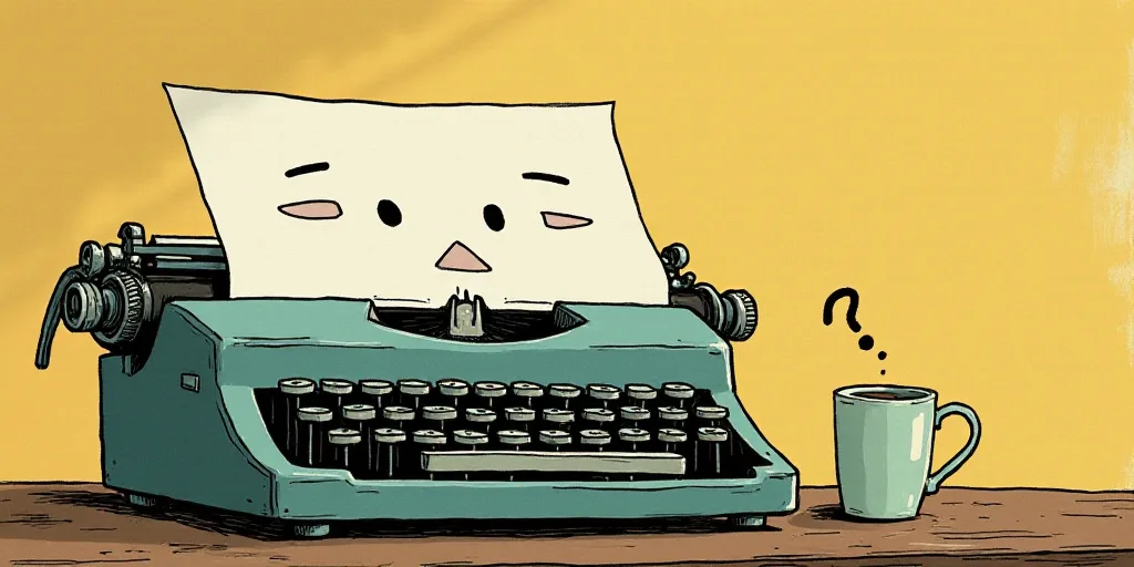 a typewriter with a face drawn on it and a caption for the words opinion and a question, Edward Otho