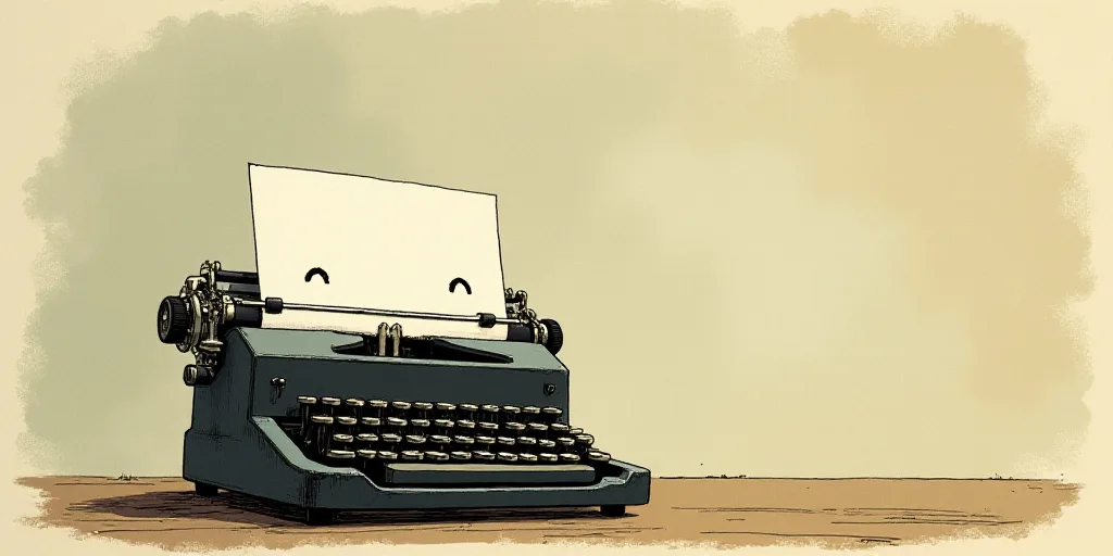 a typewriter with a face drawn on it and a caption for the words opinion and a question, Edward Otho