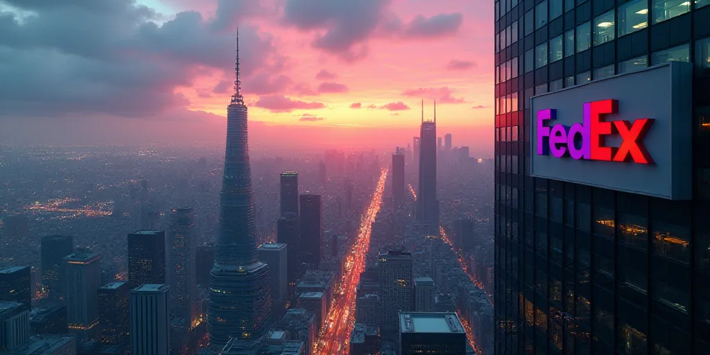 a view of a city from a high rise building with a fedex sign on it's side, Félix Ziem, ultra hd, cy