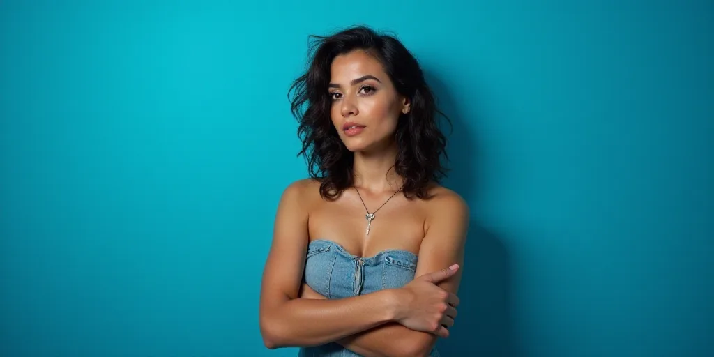a woman with her arms crossed in front of a blue background with the words dra, carmen amezua, Ameli