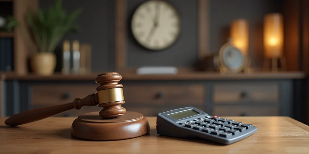 a wooden judge's gaven next to a calculator on a table with a calculator on it, Avgust Černigoj, go