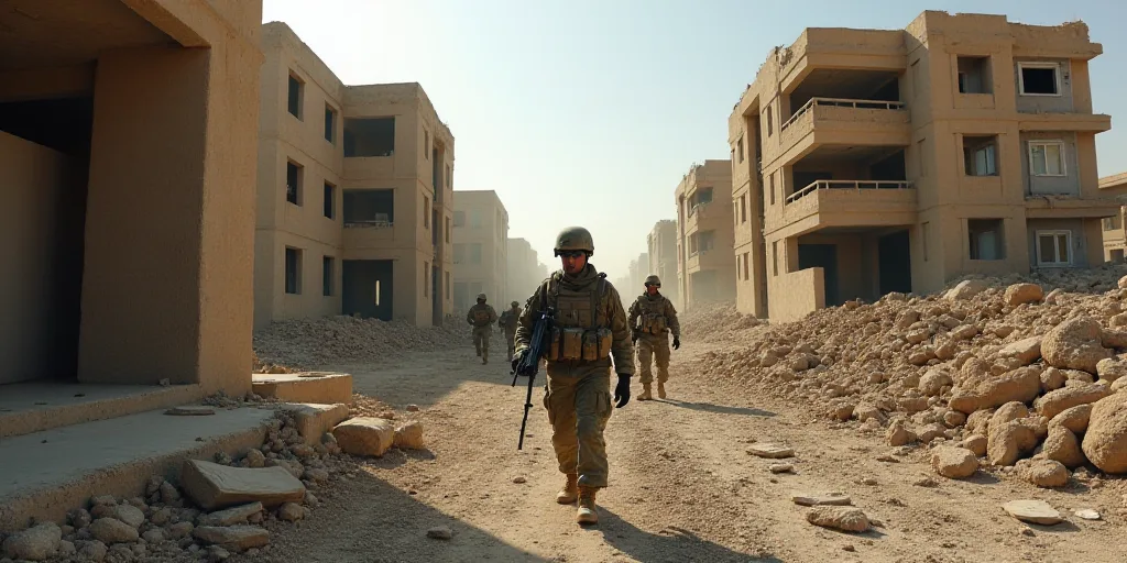 soldiers walk through a destroyed building in the city of mosula, iraq, on march 22, 2013, Carl Gust