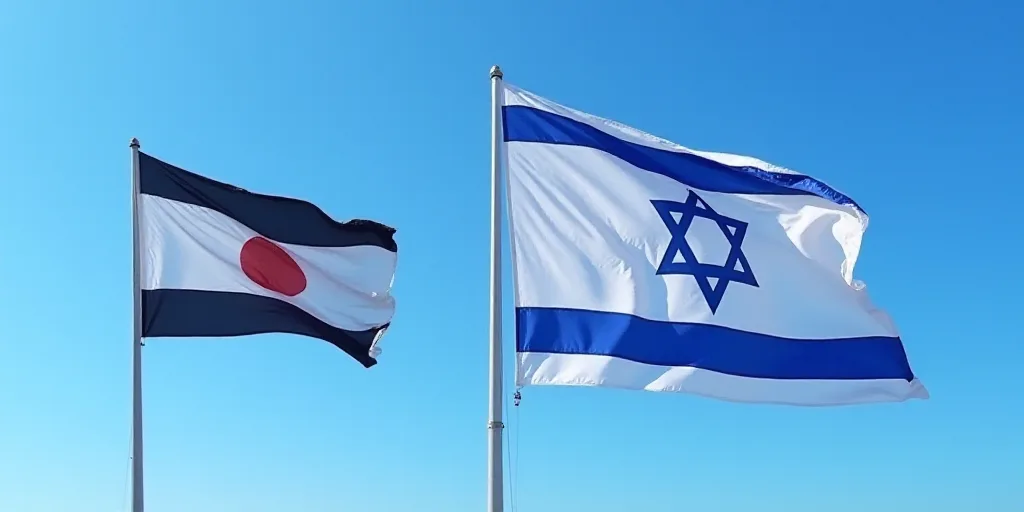 two flags flying in the wind with a blue sky in the background and a white and black one with a gree