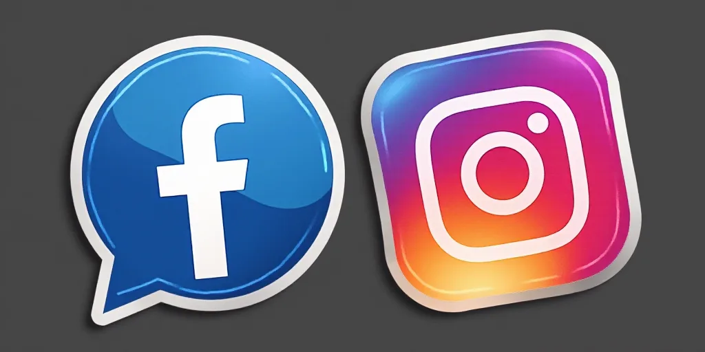 two stickers with the logos of two different brands on them, one of which is a facebook and the othe