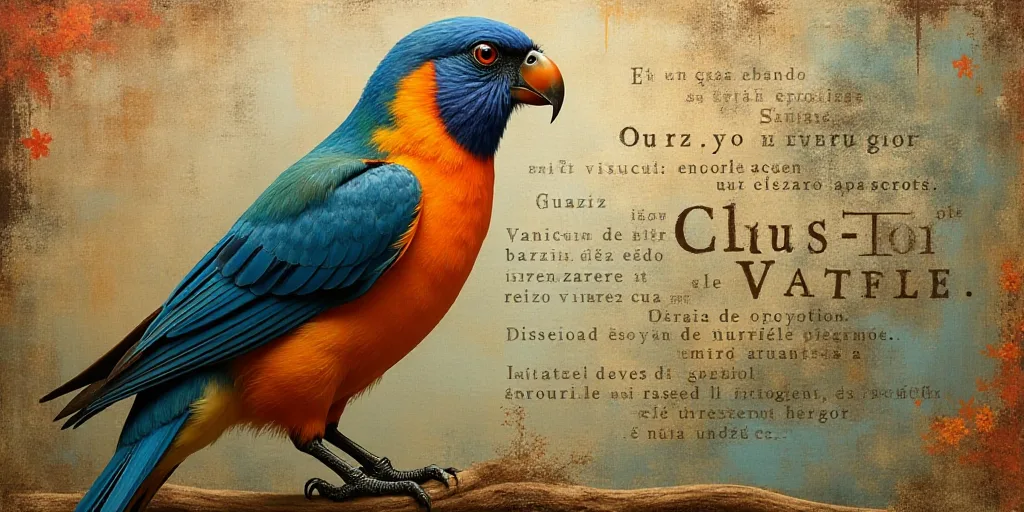 a book cover with a colorful bird on it's cover and a blurry background with words in spanish, Carlo