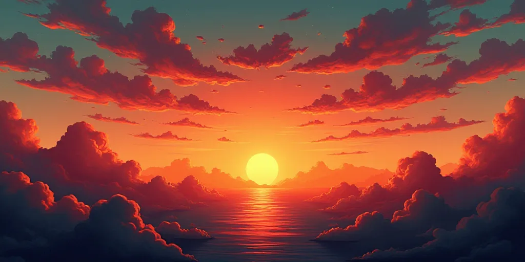 a book cover with a sunset in the background and a sky in the background with clouds in the sky, Car