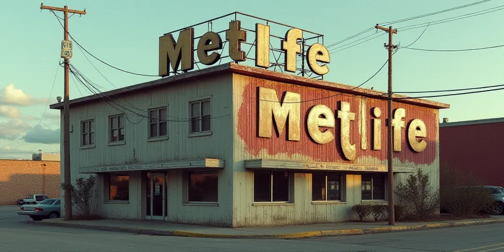 a building with a large metal sign on it's side that says metlife on it's side, Arnold Mesches, matt
