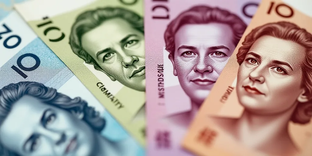 a bunch of different bills with different faces on them, all of which are different colors and sizes