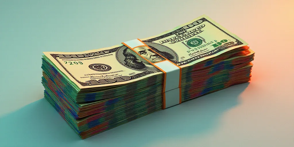 a bunch of money with a lot of different colors on it's sides and a lot of money on the other side,
