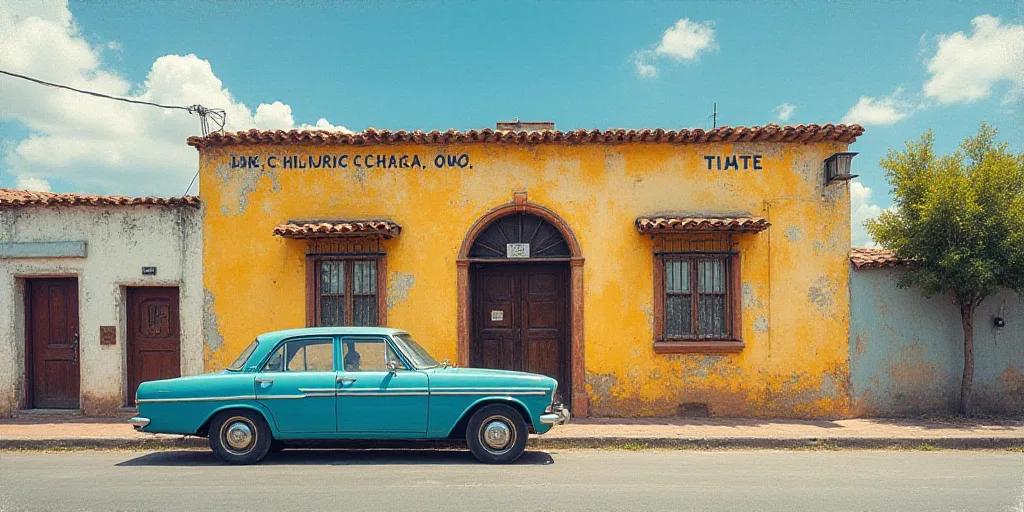 a car parked in front of a building with a sign that says fovissite on it's side, Eduardo Lefebvre S