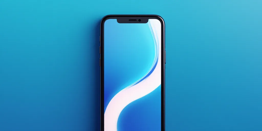a cell phone with a blue and white background and a blue and white logo on it's screen, Évariste Vi
