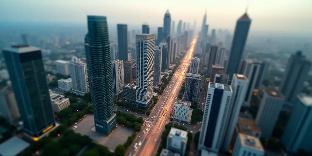 a city with a lot of tall buildings and a lot of traffic on it's sides and a lot of buildings on the