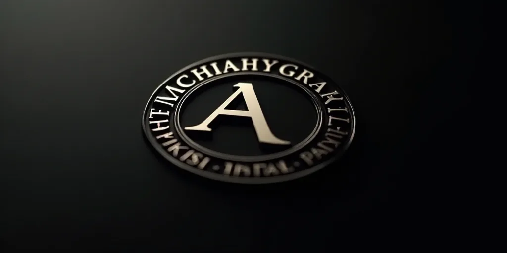 a close up of a logo on a black background with white letters and a circular design on the bottom, C