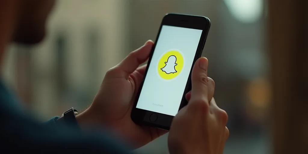 a close up of a person's hand holding a cell phone with snapchat on the screen, Ahmed Yacoubi, scree
