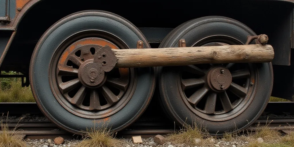 a close up of a train wheel with a tire on it's side and a piece of wood in the middle, Bernd Faschi