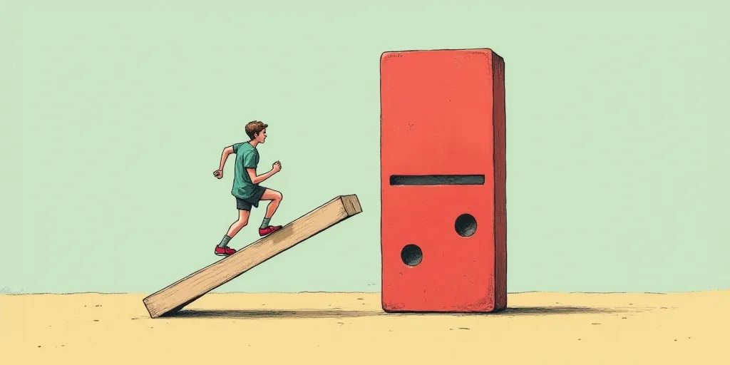 a domino board with a cross country runner on it and a red block with a cross country runner on it,