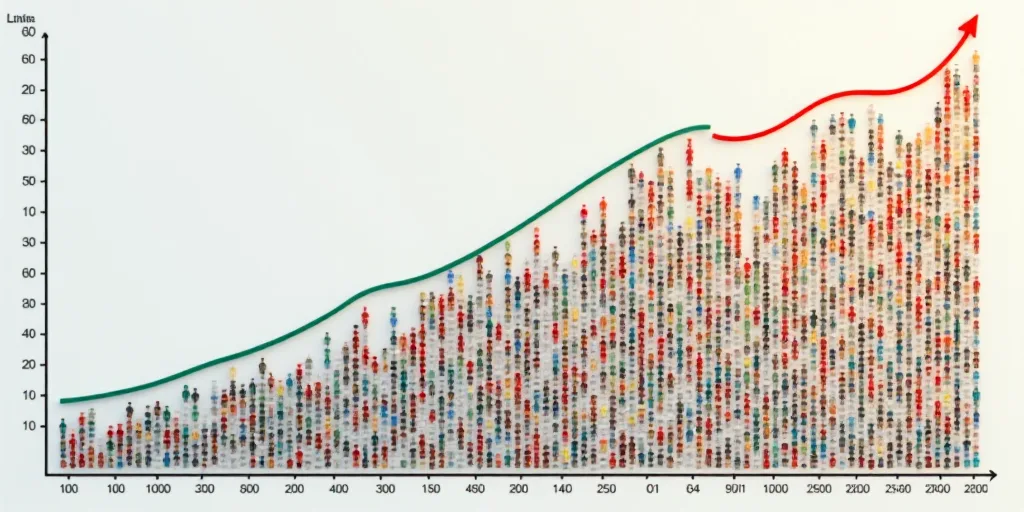 a graph showing the number of people in mexico and the percentage of people in the country with the