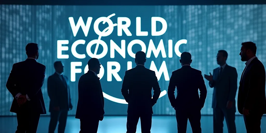 a group of men standing next to each other in front of a sign that says world economic forum forum,