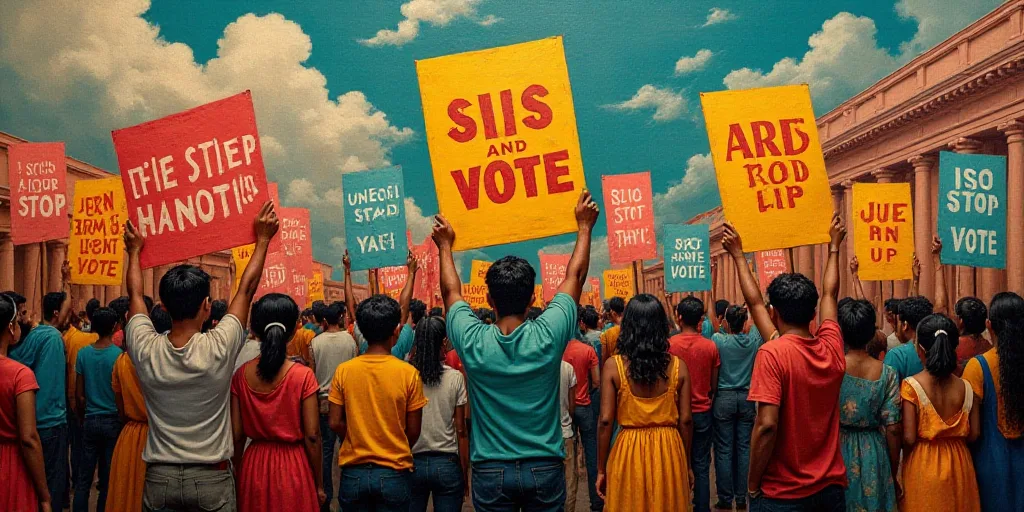 a group of people holding signs in front of a crowd of people holding signs that read,'stop, stop, a