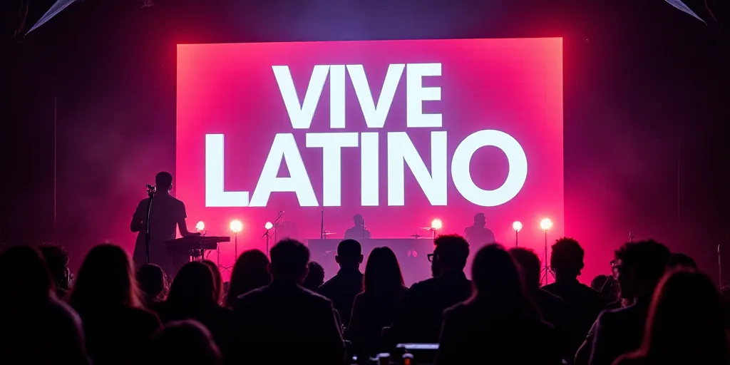 a group of people sitting on a stage in front of a screen with a large screen behind them that says