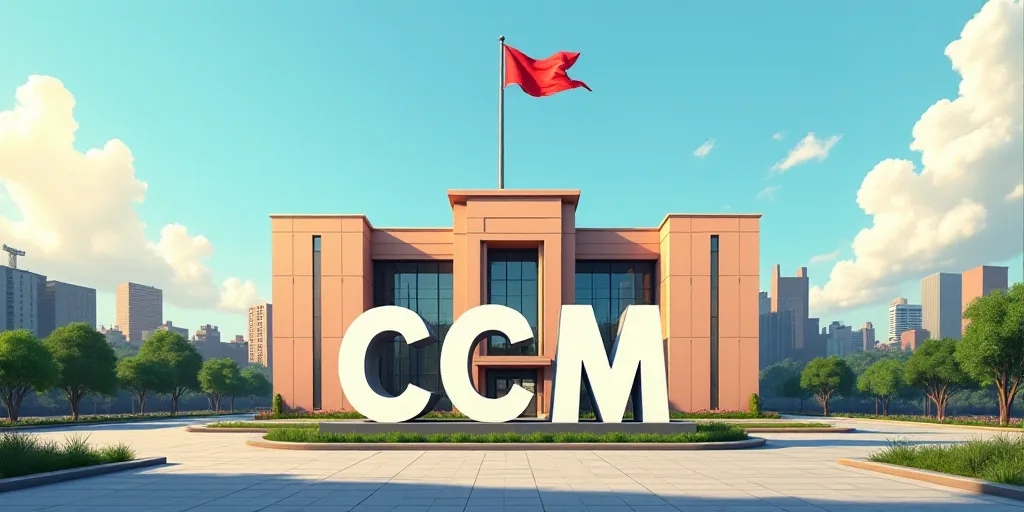 a large building with a flag and a large sign in front of it that says ccmx in spanish, Cándido Ló