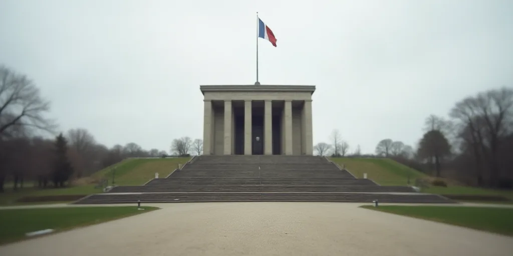 a large building with a flag on top of it and steps leading up to it and a flag on top of it, Consta