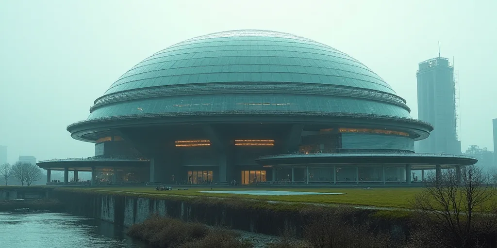 a large building with a large glass dome on top of it's roof and windows on the side, Andries Stock,