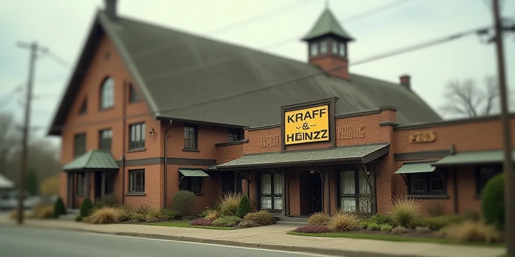 a large building with a sign in front of it that says kraff & heinzz on it, Christian Hilfgott Brand