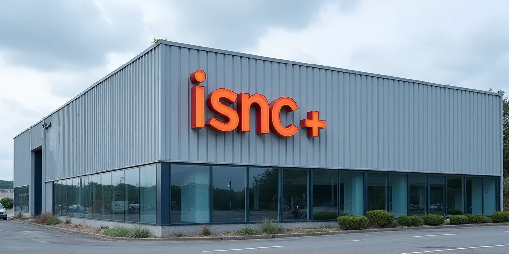 a large building with a sign on the side of it that says isnc plus on the side of it, Edi Rama, iso