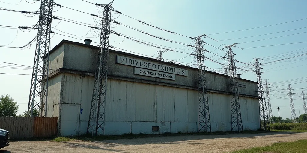 a large building with many wires and wires on it's sides and a sign that says, c f e, Ceferí Olivé