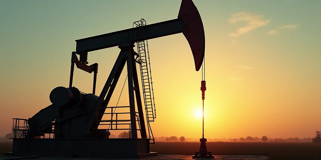 a large oil pump with the sun shining through it's windows and a ladder going up to it, Andries Stoc