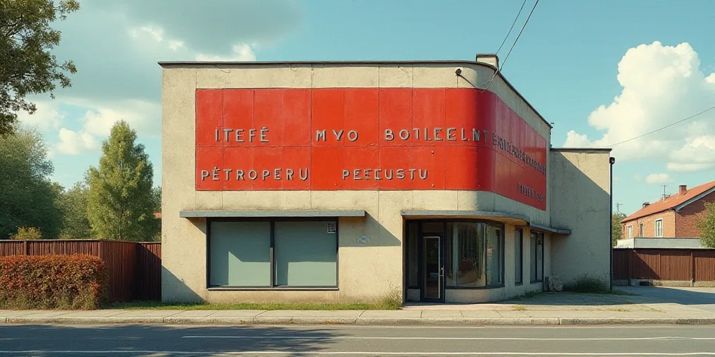 a large sign on the side of a building that says petroperu in german and english on the side of a bu