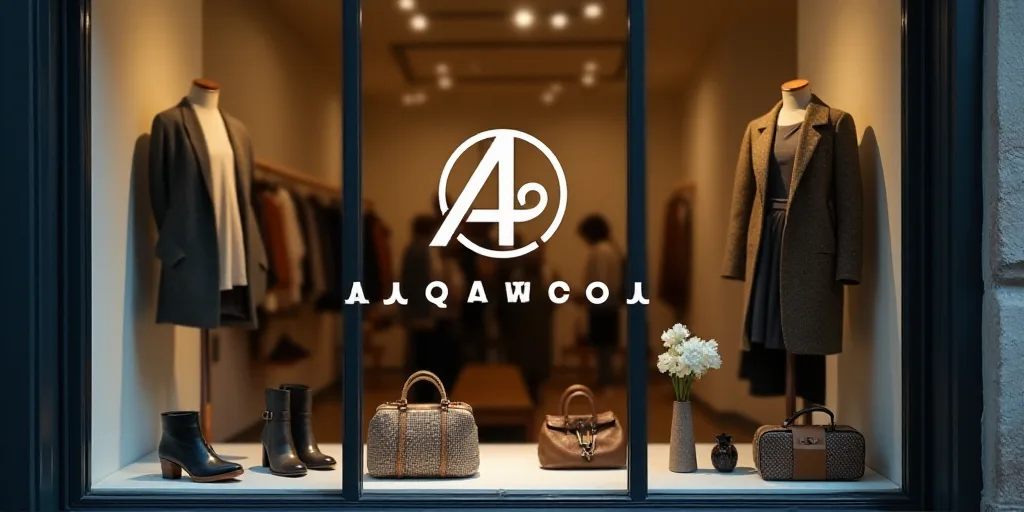 a logo for a company that sells accessories and accessories for sale in the store's storefront windo