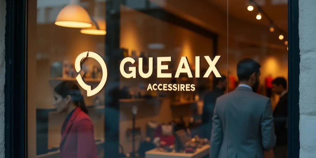 a logo for a company that sells accessories and accessories for sale in the store's storefront windo