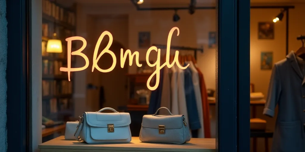 a logo for a company that sells accessories and accessories for sale in the store's storefront windo