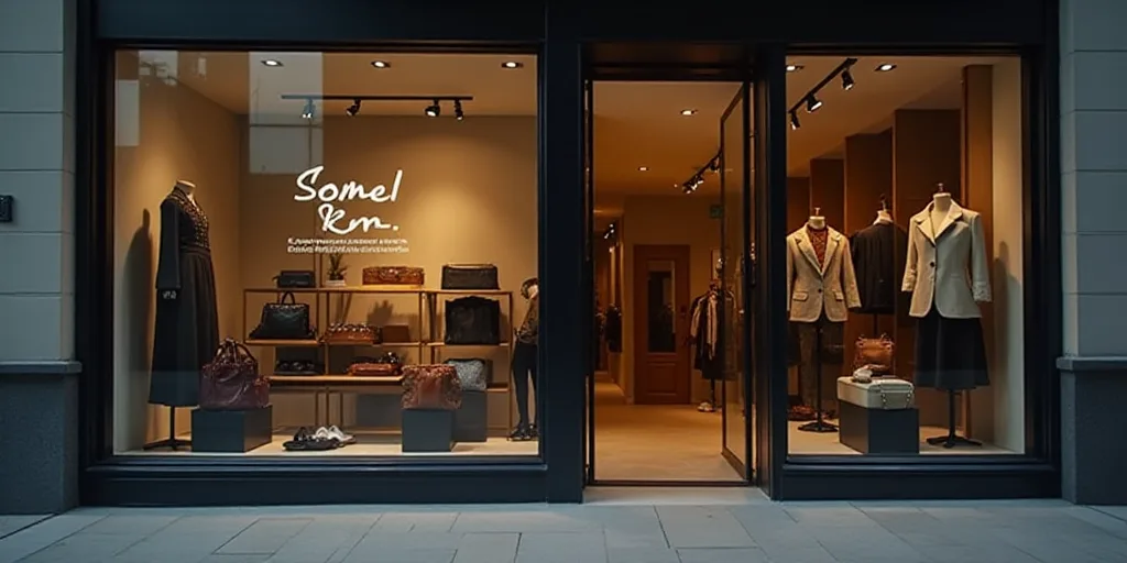 a logo for a company that sells accessories and accessories for sale in the store's storefront windo