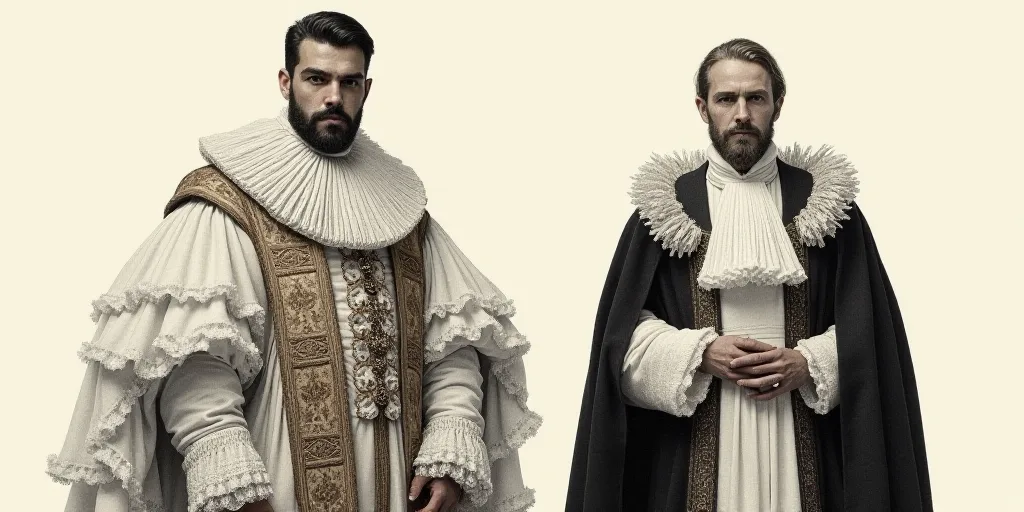 a man in a court outfit next to a drawing of a man in a court gown and a court gown, Arturo Rivera,
