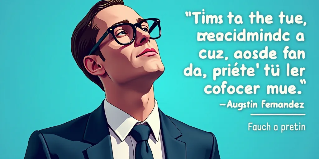 a man in a suit and glasses with a blue background and a quote from the author, fausto prettiin mund