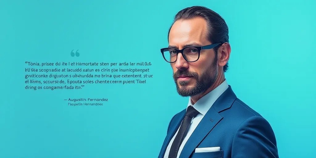 a man in a suit and glasses with a blue background and a quote from the author, fausto prettiin mund