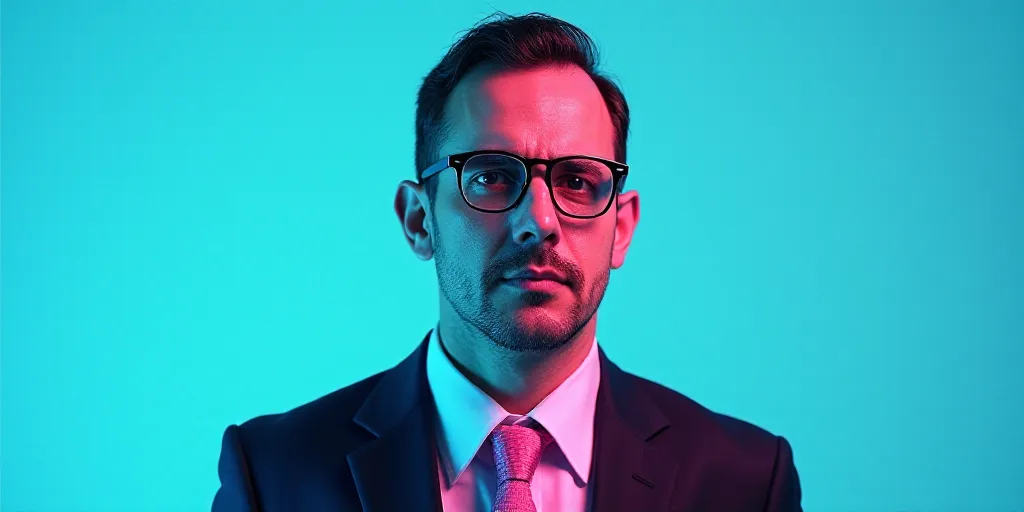 a man in a suit and glasses with a blue background and a quote from the author, fausto prettiin mund