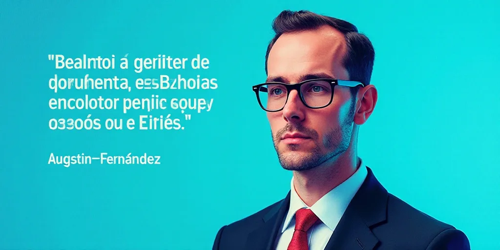a man in a suit and glasses with a blue background and a quote from the author, fausto prettiin mund