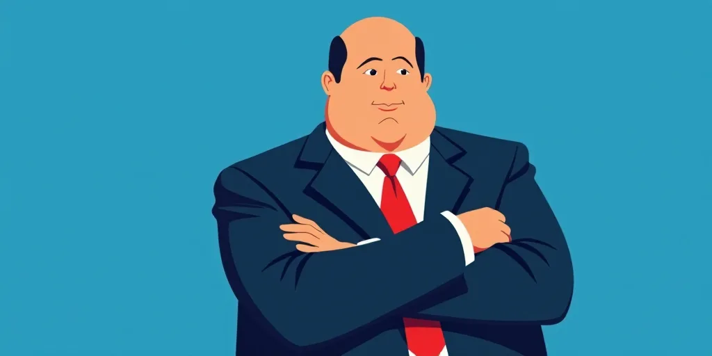 a man in a suit and tie with his arms crossed and his arms crossed, with a blue background, Fernando