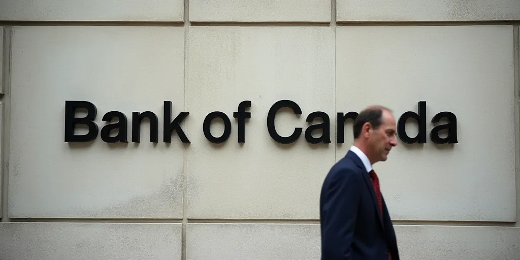 a man in a suit walks past a bank of canada sign on a building wall in washington, dc, Esther Blaiki