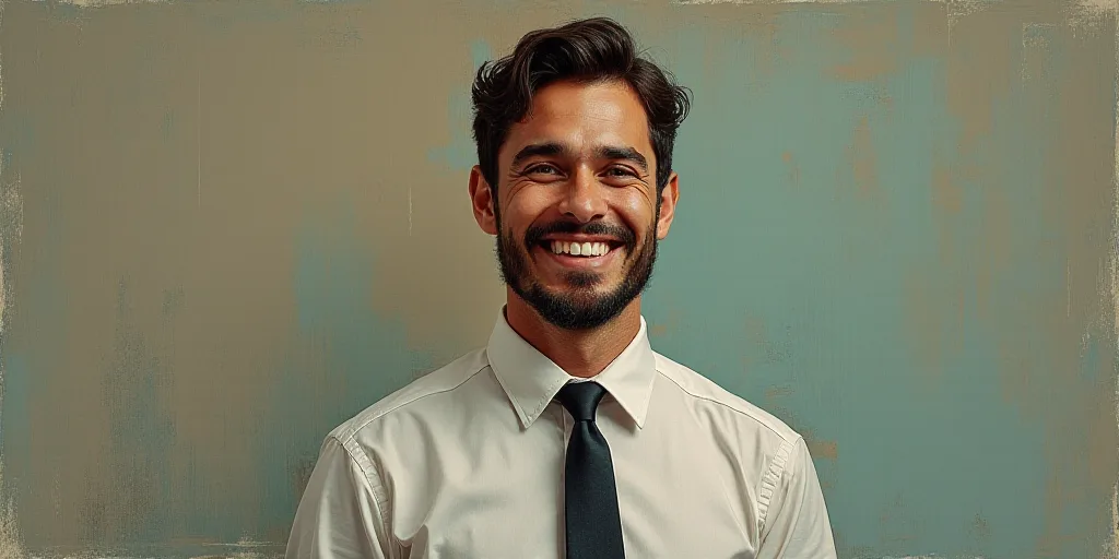 a man in a tie is smiling for the camera with a caption in spanish above him that reads, enrique cam
