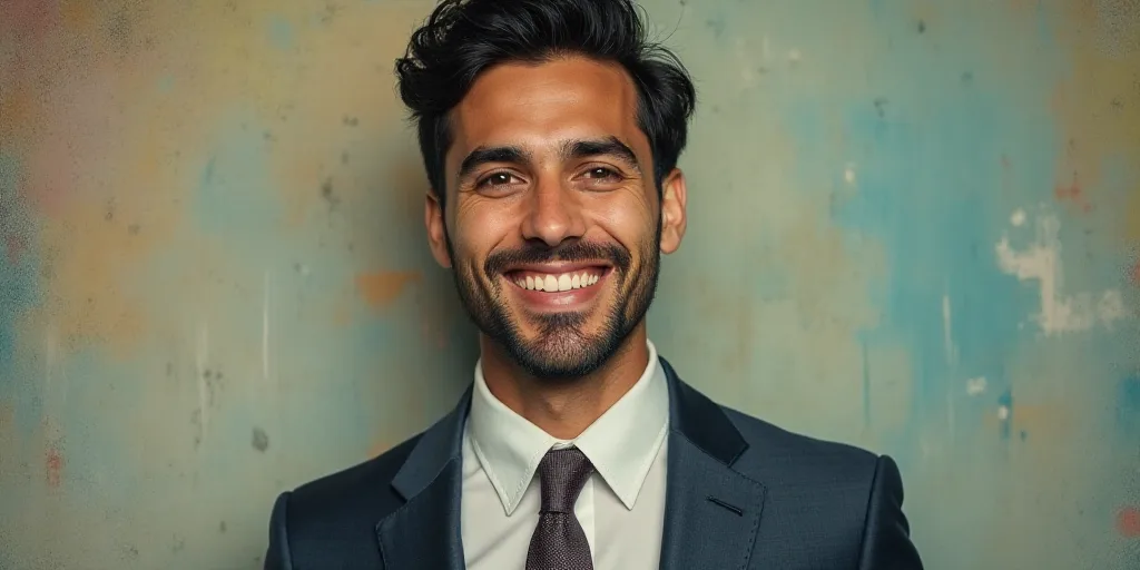 a man in a tie is smiling for the camera with a caption in spanish above him that reads, enrique cam